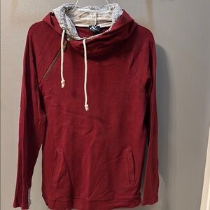Ampersand Ave Burgundy Double Hoodie with Gray Polka dot Lining